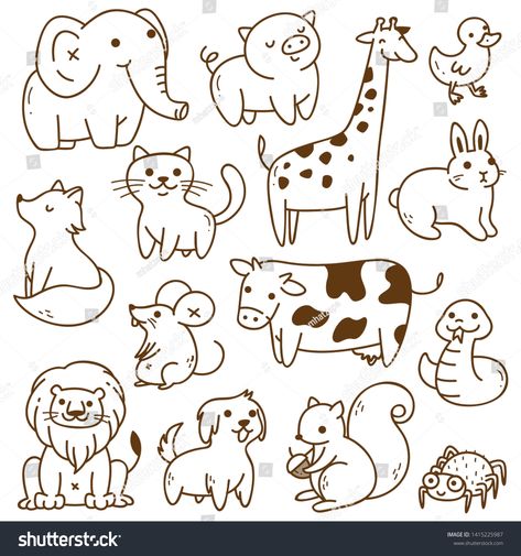 Dainty Doodles, Zoo Drawing, Animals Doodle, Animal Line Drawings, Easy Animal Drawings, Easy Animals, Animals And Birds, Animal Doodles, Paper Stuff