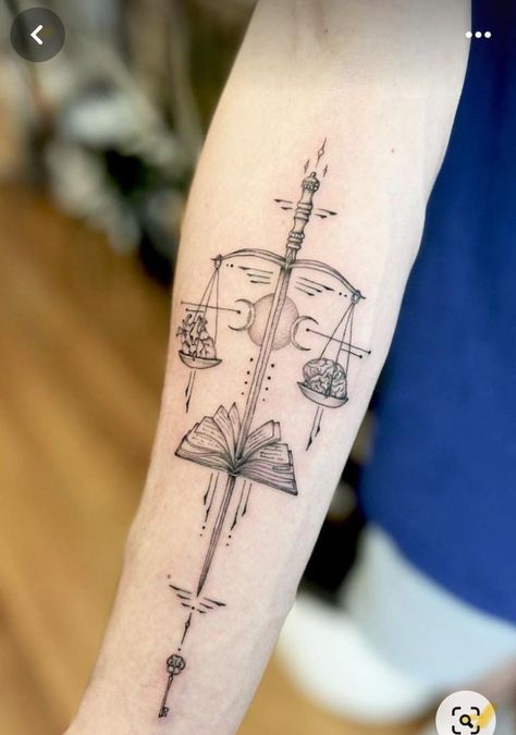 Balance Tattoo Geometric, Simple Scale Tattoo, Scale Balance Tattoo, Scales Of Justice Tattoo Design, Concept Tattoo Women, Themis Tattoo Design, Stoic Tattoos For Men, Stoic Tattoo Ideas, Stoic Tattoo