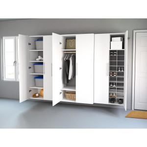 Give your home an organized and clutter-free look with the choice of this excellent Prepac HangUps Storage Cabinet Set L White 3-Piece. Easy to handle. Wardrobe Storage Cabinet, Garage Storage Systems, Garage Remodel, Diy Garage Storage, Garage Makeover, Garage Storage Organization, Garage Cabinets, Wardrobe Cabinets, Garage Storage Cabinets