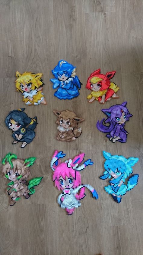 Eeveelutions Perler Bead Patterns, Pokemon Perler Bead Patterns, Pokemon Perler, Pokemon Bead, Hamma Beads Ideas, Perler Creations, Pokemon Perler Beads, Pearl Beads Pattern, Easy Perler Beads Ideas