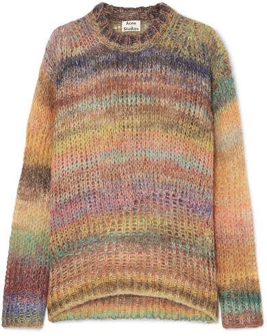 Acne Studios - Striped Open-knit Sweater - Yellow Gypset Style, Knitwear Inspiration, Striped Knitted Sweater, Open Knit Sweater, Christopher Kane, Yellow Sweater, Warm Outfits, 가을 패션, Cool Sweaters