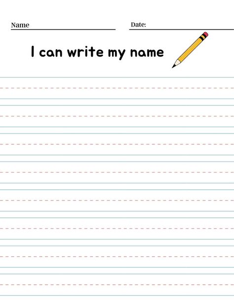 Name Writing Practice Paper, Primary Writing, Homeschool, Childcare/daycare Template, Handwriting - Etsy | Name writing practice, Primary writing, Writing practice paper Kindergarten Writing Paper Printable, Writing Pad Template, Practice Writing Sheets, Primary Writing Paper, Learning Room, Name Activities Preschool, Kindergarten Writing Paper, Notebook Paper Template, Handwriting Practice Paper