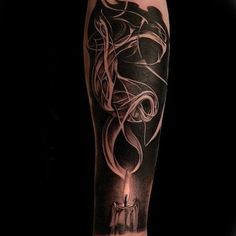 Candle Tattoo Design, Mangas Tattoo, Tattoo Sleeve Filler, Candle Tattoo, Tattoo Filler, Flame Tattoos, Sick Tattoo, 3d Tattoos, 3d Tattoo