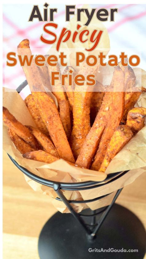 Air Fry Sweet Potato Wedges, Sweet Potatoes In The Air Fryer, Fries In The Air Fryer, Spicy Sweet Potato Fries, Air Fryer Sweet Potato Fries, Potatoes Fries, Air Fryer Recipes Keto, Making Sweet Potato Fries, Cooking Secrets