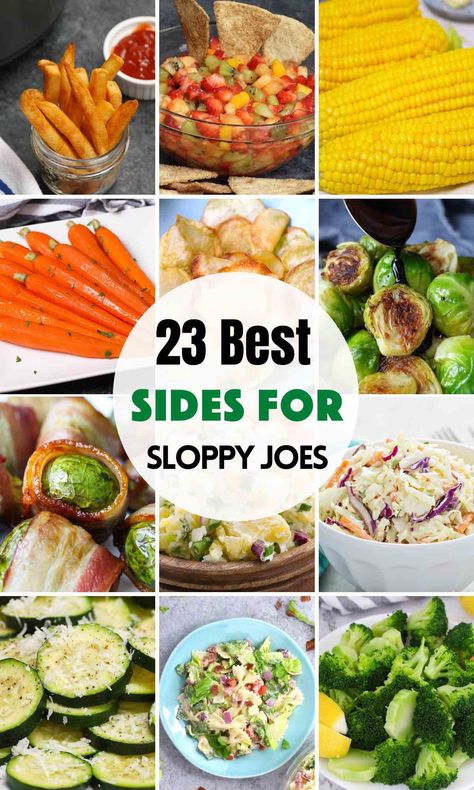 Looking for sides for sloppy joes? We’ve got your covered: 23 easy and delicious side dish ideas that you can serve with sloppy joes. With simple veggie sides, starchy sides, salad, healthy side dishes, and more, we’ve included something for everyone. Sloppy Joes Meal Sides, Healthy Side Dishes For A Crowd, Sloppy Joes And Side Dish, Sloppy Joes Side Dishes, Side Dishes For Sloppy Joes Meals, Sloppy Joe Dinner Side Dishes, Sloppy Joe Meals Sides, Sides To Go With Sloppy Joes, Sloppy Joe Side Dishes Ideas