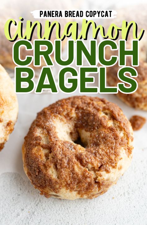 Cinnamon Sugar Bagels, Bagel Recipe Ideas, Cinnamon Crunch Bagel Recipe, Panera Bagels, Cinnamon Crunch Bagel, Panera Bread Copycat, Cinnamon Bagels, Bagel Recipe Easy, Cooking With Karli