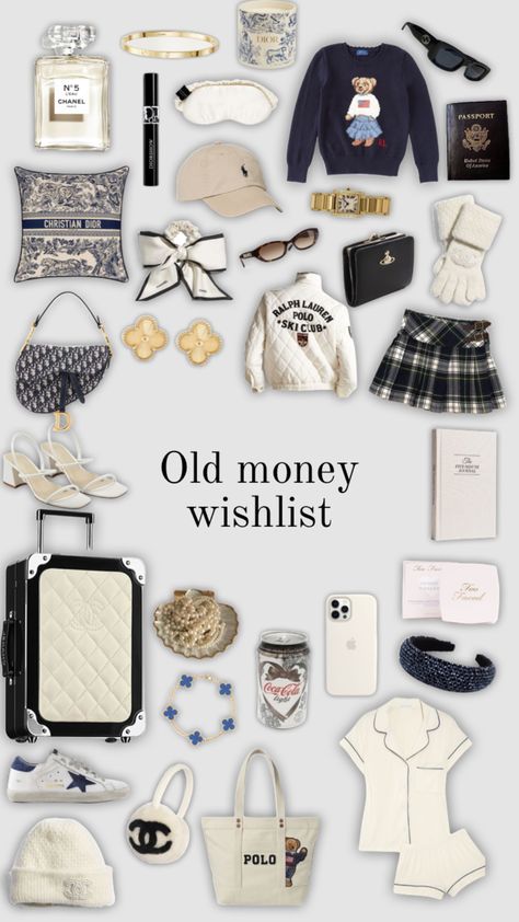 #oldmoney #oldmoneyaesthetic #rich #richgirlaesthetic #wishlist #wishlistideas #wishlistinspo Rich Girl Wishlist, Blair Waldorf Wishlist, Wishlist Old Money, Old Money Wishlist, Old Money Items, Rich Wishlist, Old Money Essentials, Waldorf Aesthetic, Blair Waldorf Aesthetic