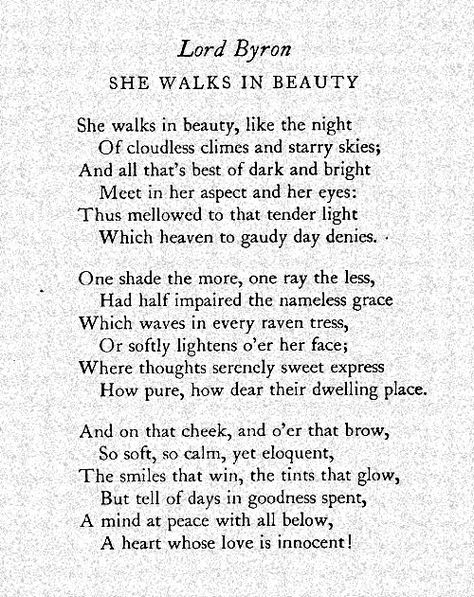 POEM She Walks In Beauty By Lord Byron Lord Byron Poems, Byron Poetry, My 30s, Cold Heart, She Walks In Beauty, Books Poetry, Romantic Era, Hope You Are Well, Lord Byron