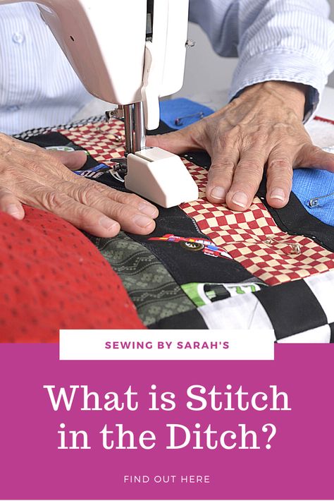 Learn how to stitch in the ditch using a variety of sewing techniques in this tutorial. Quilting In The Ditch Tutorials, How To Stitch In The Ditch, Stitch In The Ditch Tutorial, Stitch In The Ditch Quilting, Triangles Quilt, Stitch In The Ditch, Quilt Sampler, Sewing Terms, Sewing Binding