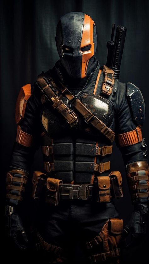 Deathstroke Costume, Anime Fighter, Deathstroke Comics, Bat Suit, Deathstroke Cosplay, Dc Deathstroke, Story Images, Dc Comics Cosplay, Gotham Villains