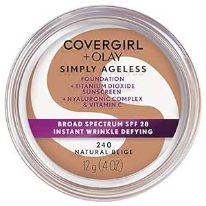 COVERGIRL & Olay Simply Ageless Instant Wrinkle-Defying Foundation, Natural Beige 0.4 Fl Oz (Pack of 1) Foundation For Wrinkles, Mouth Wrinkles, Foundation For Dry Skin, Foundation With Spf, Foundation Primer, Too Faced Foundation, Younger Looking Skin, No Foundation Makeup, Liquid Foundation