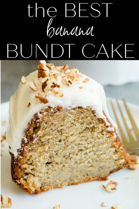 Banana Bread Recipe Cream Cheese Frosting, Banana Yogurt Cake Recipe, Banana Yogurt Cake, Banana Pound Cake Recipes, Banana Bundt Cake Recipes, Banana Cake With Cream Cheese Frosting, Banana Bundt Cake Recipe, Greek Yogurt Banana Muffins, Recipe With Greek Yogurt