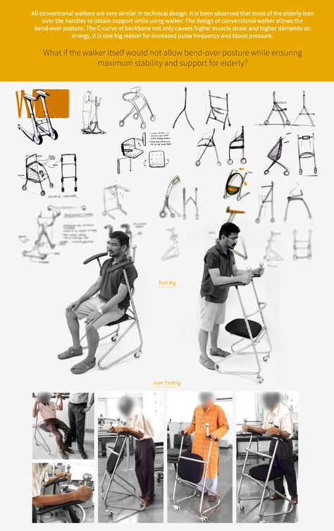 MotiWalkr: An Ergonomic Walker for Elderly on Behance Elderly Products, Mobility Walkers, Walker Design, Walker For Seniors, Urban Furniture Design, Walking Frame, Industrial Design Portfolio, Unique Products Design, Industrial Design Sketch