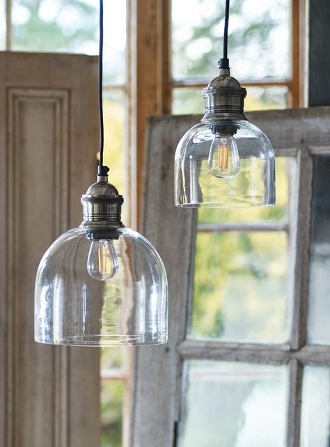 Rustic Kitchen Tables, Silver Pendant Lighting, Dome Pendant Lighting, Tarnished Silver, Metal Pendant Light, Overhead Lighting, Glass Lantern, Kitchen Pendants, Classic Decor