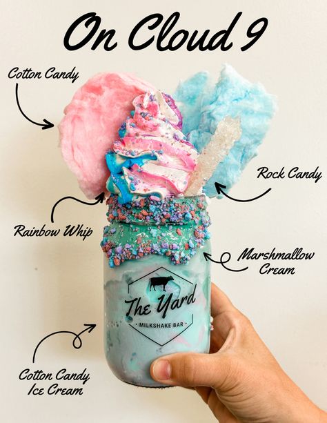 Ice Cream With Cotton Candy, Homemade Cotton Candy Ice Cream, Candy Boutique Ideas, Cotton Candy Food, Cotton Candy Milkshake, Extreme Milkshakes, Best Dunkin Donuts Drinks, Marshmallow Dipped, Cotton Candy Birthday