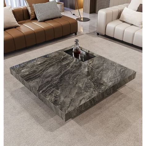 Briamarie Square Sintered Stone Coffee Table - Bed Bath & Beyond - 40736636 Granite Coffee Table, Loose Furniture, Elegant Coffee Table, Luxury Coffee Table, Mini Moderns, Stone Coffee Table, Stone Plate, Sintered Stone, Design Principles