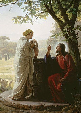 “The Samaritan Woman at the Well” (Sermon on John 4:5-30, 39-42, by Pr. Charles Henrickson) | Steadfast Lutherans Woman At The Well, Image Of Jesus, Life Of Christ, Bible Pictures, Biblical Art, Living Water, Catholic Art, Jesus Pictures, Painting Reproductions