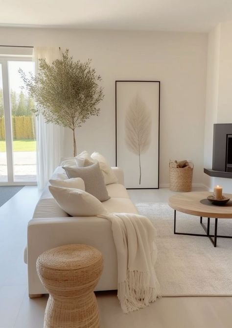 Apartment Neutral Decor, House Interior Decor Living Room, Beige Apartment Living Room, Small House Living Room Ideas, Living Room Gadgets, Small House Living Room, Zen Living Room, Feminine Living Room, Modern Grey Living Room