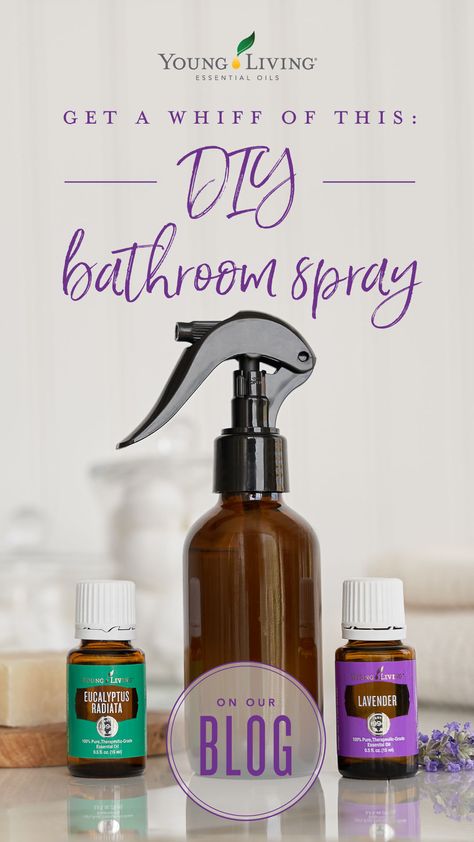 Clear the air and keep bathroom odors at bay with a DIY toilet spray packed with the power of pure essential oils and Thieves Household Cleaner! #Thieves #essentialoils #DIY #yleo *Young Living no longer uses therapeutic grade in our brand marketing. Toilet Spray Essential Oils, Bathroom Spray With Essential Oils, Diy Bathroom Spray Essential Oils, Diy Young Living Recipes, Young Living Room Spray Recipes, Bathroom Spray Essential Oils, Diy Bathroom Spray, Young Living Recipes, Bathroom Spray