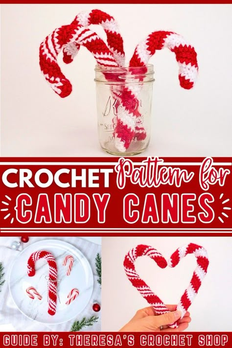 18 Crochet Candy Cane Patterns - DIYsCraftsy Crochet Candy Cane Ornaments, Easy Candy Cane Craft, Candy Cane Crochet Pattern Free, Crochet Candy Pattern Free, Candy Cane Crochet Pattern, Crochet Candy Cane Pattern Free, Candy Cane Ornaments Diy, Crochet Candy Cane, Crochet Christmas Patterns