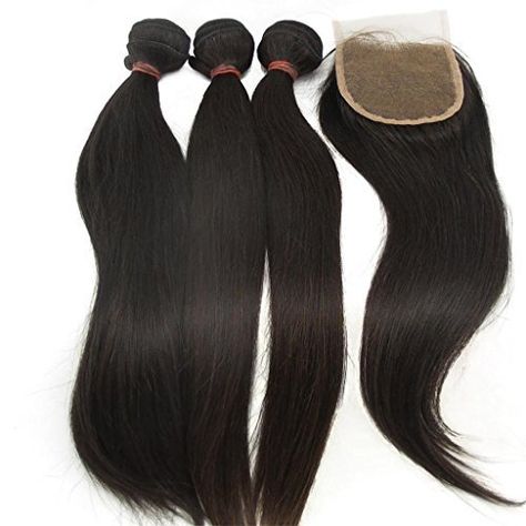 Lanova Beauty Women’s 3Bundles+1Closure Soft Real Hair Extensions Peruvian Straight Wave Hair Weaves 3Pcs 20″*3 and 1piece Remy Hair Closure(4*4)18″ by LaNova Beauty Peruvian Straight Hair, Hair Extensions For Short Hair, Real Hair Extensions, Straight Hair Extensions, Brazilian Hair Bundles, Brazilian Straight Hair, Hair Extensions Best, Cheap Human Hair, Remy Hair Extensions