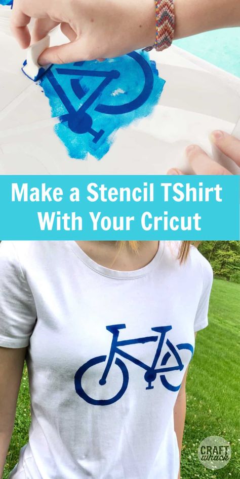 How to Make a Stenciled T-Shirt With Your Cricut Maker · Craftwhack Tshirt Stencils, Stencil Shirts, T Shirt Stencils, T Shirts Diy, Make A Stencil, Diy Stencils, Cricut Hacks, Shirts Diy, Cricut Stencils