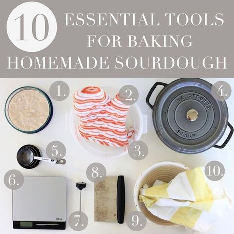 10 Essential Tools for Baking Homemade Sourdough Soughdough Bread, Cinnamon Pretzel, Best Sourdough Starter Recipe, Bread Making Tools, Tools For Baking, Simplify Home, Coffee Furniture, Artisan Sourdough, Making Sourdough Bread