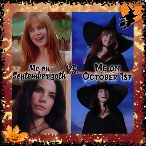 Me on September 30th vs. Me on October 1st 🍁🎃🍂 #practicalmagic #happyfallyall #sandrabullock #witches #nicolekidman #halloween #september #october #witchyvibes #halloweenaesthetic #autumnvibes October 1st, Practical Magic, Happy Fall Y'all, October 1, Witchy Vibes, Sandra Bullock, Nicole Kidman, Fall Vibes, Content Creator