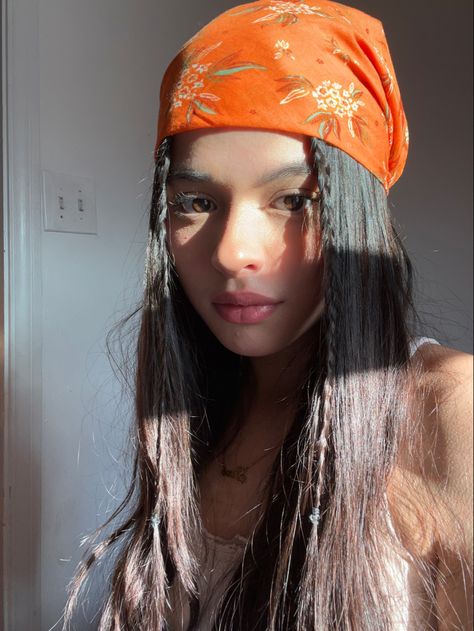 Bandanna Hairstyle, Hair Band Hairstyles, Rave Hair, Front Braids, Retro Looks, Headband Outfit, Luscious Hair, Bandana Hairstyles, Baddie Hairstyles