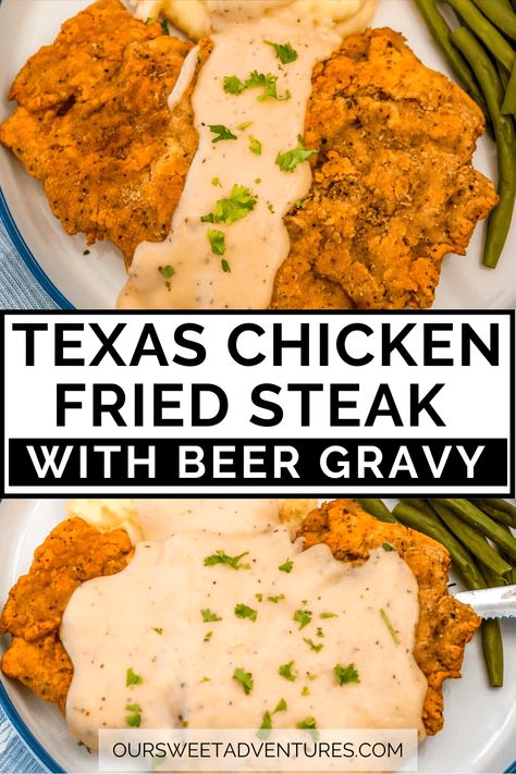 Blackstone Chicken Fried Steak, Texas Chicken Fried Steak, How To Make Chicken Fried Steak, Chicken Fried Steak Sandwich, Country Fried Steak And Gravy, Gravy Easy Recipe, Fried Cube Steak Recipes, Southern Chicken Fried Steak, Beer Gravy