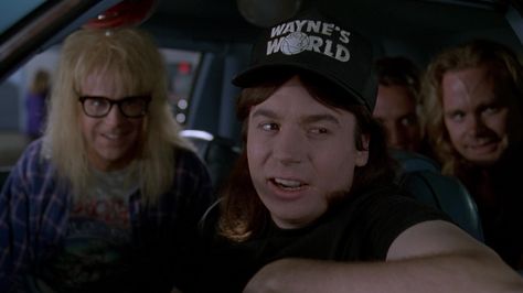 Wayne's World 2 (1993) — Mike Meyers (Wayne Campbell) Garth Algar, Wayne Campbell, Wayne's World, Cars Music, Classic Comedies, World Party, 80s Movies, Comic Relief, Tv Show Quotes