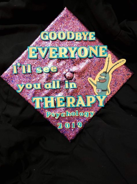 Clinical Psychology Graduation Cap, Counselor Cap Decoration, University Cap Decoration, Psychology Graduation Cap Ideas Funny, Marketing Major Graduation Cap, Psych Degree Graduation Cap, Masters Psychology Graduation Cap, Cap Ideas For Psychology, Cybersecurity Graduation Cap