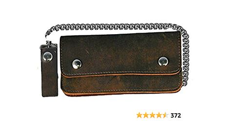 Leather Biker Billfold Chain 8 inch Wallet Natural Tan Brown Distressed Leather Made in USA at Amazon Men’s Clothing store: Truckers Wallet With Chain Trucker Wallet, Wallets For Men, Biker Wallet, Branded Wallets, Brown Leather Wallet, Billfold Wallet, Best Wallet, Leather Card Case, Wallet Organization