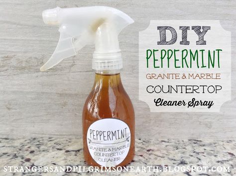 Strangers & Pilgrims on Earth: DIY Peppermint Granite and Marble Countertop Cleaner Spray Diy Marble Cleaner, Counter Spray, Herbal Kitchen, Counter Cleaner, Granite And Marble, Diy Cleaning Products Recipes, Diy Marble, Homemade Cleaning, Kitchen Cleaner