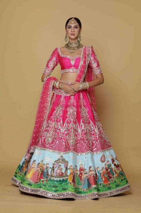 8 Luxury Bridal Lehengas For Brides Who Don't Want Sabyasachi Sabyasachi Suits, Chania Choli, Brocade Suits, Pink Bridal Lehenga, Lehenga Top, Brocade Lehenga, Heavy Lehenga, Neeta Lulla, Hand Painted Dress