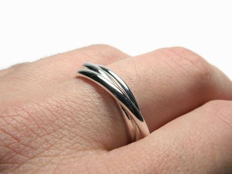 Sterling silver rolling ring Russian wedding ring #gadget Gold Ring For Men, Russian Wedding Ring, Rolling Ring, Interlocking Rings, Interlocking Design, Cheap Wedding Rings, Russian Wedding, Cheap Silver Rings, Interlocking Ring