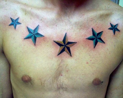 Chest Tattoos Chest Tattoo Stars, Star Tattoos On Chest, Star Tattoos For Men, Nautical Star Tattoos, Star Tattoo Meaning, 15 Tattoo, Tattoo Shading, Star Tattoo Designs, Cool Chest Tattoos