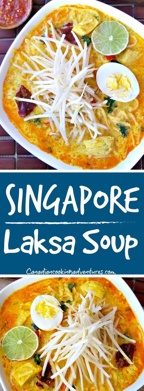 Laksa Singapore Recipe, Laksa Soup Recipe Easy, Singapore Food Recipes, Singapore Laksa Recipe, Laksa Soup Recipe, Singapore Cuisine, Singaporean Recipes, Singapore Laksa, Popular Soups