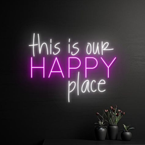 #NeonLightSigns #BrightIdeas #NeonSigns #BrightIdeas This Is My Happy Place Sign, Champagne Decor, Gamer Quotes, Business Mission, Light Words, Our Happy Place, Neon Decor, Neon Painting, Beauty Salon Decor