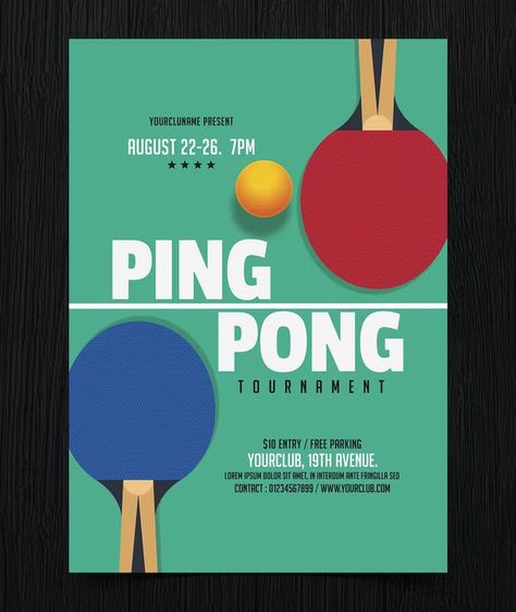 Ping Pong Tournament Flyer Template PSD Ping Pong Poster Design, Table Tennis Tournament Poster, Ping Pong Poster, Tennis Tournament Poster, Table Tennis Poster, Ping Pong Tournament, Sports Poster Design, Pong Tournament, Beer Pong Tournament