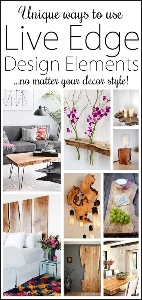 Beautiful and unique ways to incorporate live edge elements into your decor! #wood {Reality Daydream} Driftwood Project, Diy Live Edge, Organizing Printables, Live Edge Design, Indoor Ideas, Driftwood Projects, Live Edge Furniture, Live Edge Coffee Table, Store Ideas