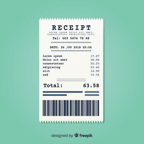 Modern flat payment receipt | Free Vector #Freepik #freevector #business #money #paper #shopping Bill Design Ideas, Receipt Design Ideas, Beto Salazar, Receipt Illustration, Aesthetic Receipt, Receipt Aesthetic, Reciepts Design, Money Receipt, Shopping Receipt