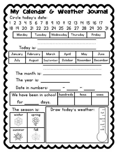 Daily Calendar and Weather Journal Morning Meeting by Dana Cornwell Morning Worksheets, Aba Materials, Weather Journal, Morning Bins, Calendar Math, Life Skills Classroom, Decoding Words, Toddler Homeschool, First Grade Writing