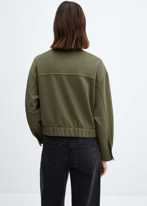 Bomber jacket decorative seams - Woman | Mango India Mango Puffer Jacket, Mango Quilted Jacket, Luxury Classic Mango Outerwear, Luxury Mango Winter Outerwear, Green Single-breasted Cotton Outerwear, Decorative Seams, Scuba Knit, Marks And Spencer, Denim Coat