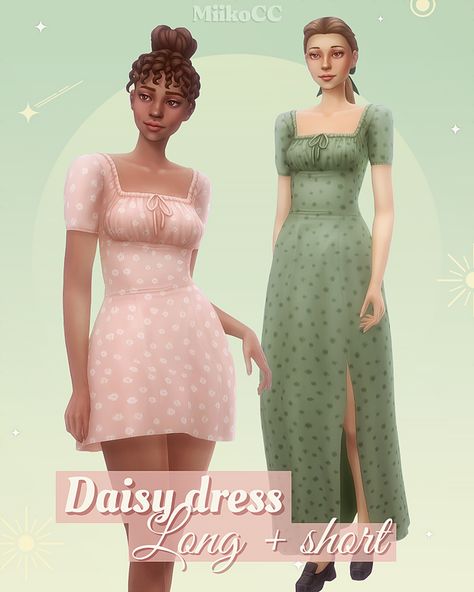 Sims 4 Cc Shoes Jewelry, Sims 4 Cc Floral Dress, Sims 4 Floral Dress, Sims 4 Spring Cc, Sims4 Clothing, Sims 4 Cc Clothes, Clothing Cottagecore, Cc Shopping, Milkmaid Dress