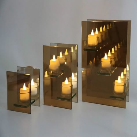 Infinity Mirror Candle Holder, Wall Showcase Design, Infinity Candle, Infinity Table, Mirror Illusion, Modern Cupboard Design, Infinity Mirror, Mirror Wall Clock, Candle Glow