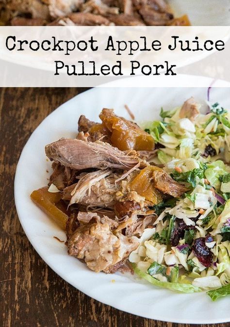 Crockpot Apple Juice Pulled Pork - for everyone looking for a new pulled pork recipe that is lighter and not BBQ tasting! #slowcooker #crockpot #pulledpork #recipe #pork #cooking Easy Crockpot Recipes Healthy, Crockpot Pork Loin, Crockpot Apple, Crock Pot Pulled Pork Recipe, Apple Pork, Pulled Pork Recipe, Crockpot Pulled Pork, Pinterest Food, Easy Dinner Recipes Crockpot