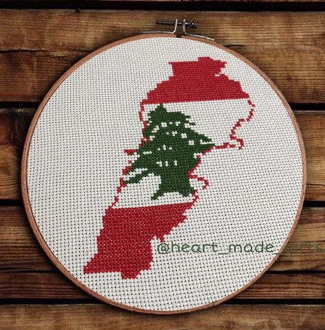 Lebanese Art, Country Blankets, Lebanon Map, Lebanese Flag, Flag Cross Stitch, Lebanon Flag, Funny Christmas Pictures, Cross Stitch Cushion, Beads Design