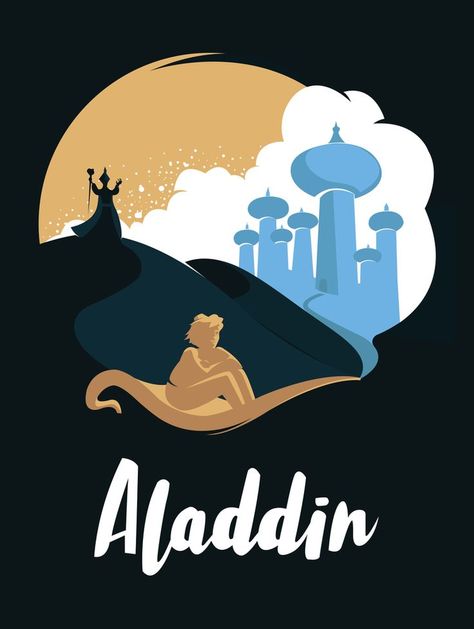 Disney Movies Posters Original, Aladdin Poster, Aladdin Art, Animated Movie Posters, Disney Movie Posters, Classic Disney Movies, Disney Posters, Minimal Movie Posters, Disney Designs