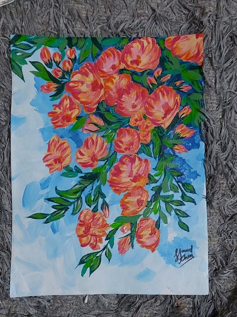 It's on a canvas pad Floral Acrylic Painting, Painting On Canvas, Acrylic Painting, Canvas, Floral, Art